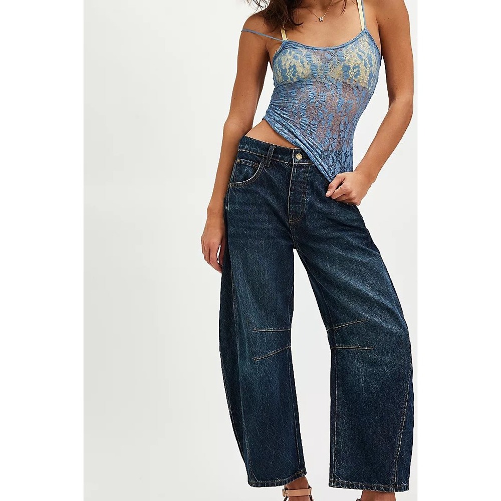 We The Free Good Luck Mid-Rise Barrel Jeans